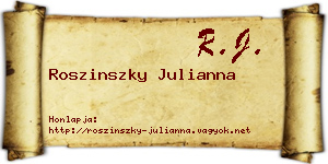 Roszinszky Julianna névjegykártya